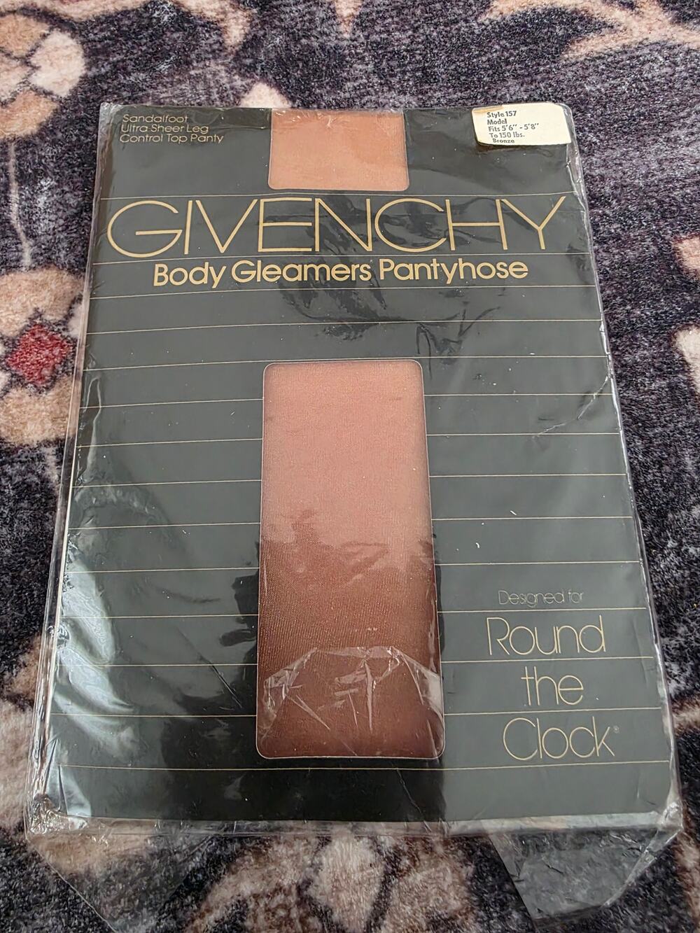 Vintage Givenchy Body Gleamers Pantyhose Bronze Model Control Top Ultra Sheer